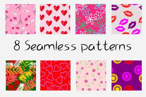 8 Vector Seamless Patterns for Valentine