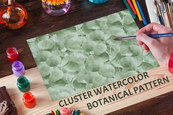 Cluster Watercolor Botanical Patterns: Digital Florals