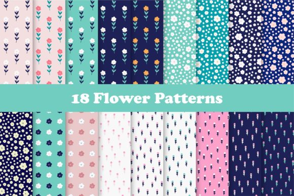 Cute Flowers Seamless Patterns in Modern Design