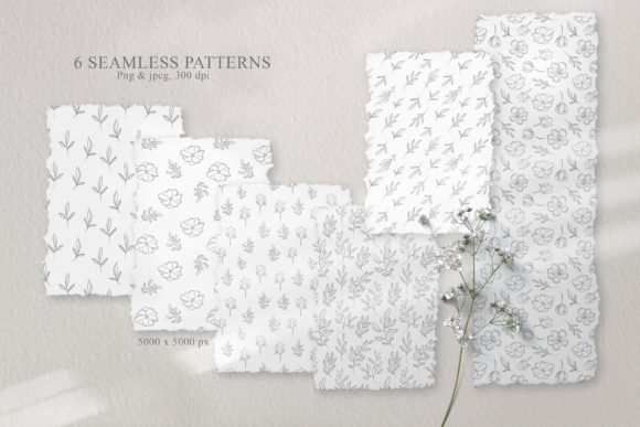 Floral Line Art Seamless Patterns