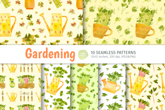 Gardening Spring Seamless Patterns: Digital Design Essentials