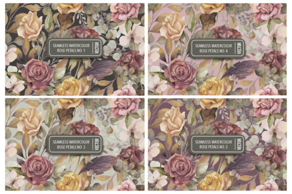 Muted Watercolor Rose Seamless Patterns for Modern Creatives