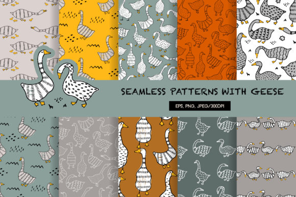 Seamless Goose Patterns for Creative Projects